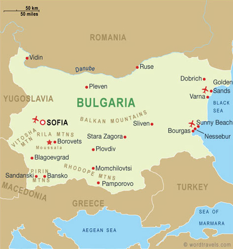 Landkaart Bulgarije